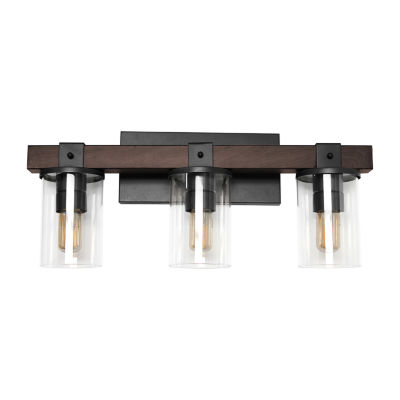 All the Rages 3-Light Vanity With Restored Wood Look Vanity Light