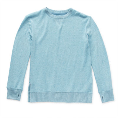 Xersion Hacci Little & Big Kid Girls Crew Neck Fleece Long Sleeve Sweatshirt