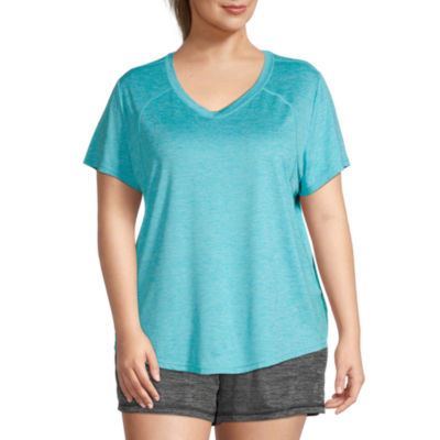 Xersion Womens V Neck Short Sleeve T-Shirt Tall, Color: Ahoy Blue Solid ...