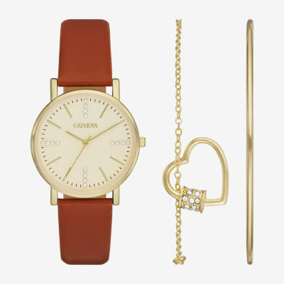 Geneva Geneva Ladies Womens Brown Watch Boxed Set Fmdjset702