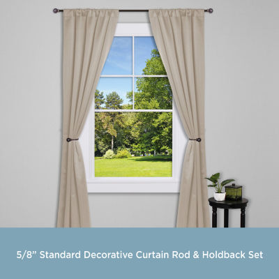Kenney Chelsea Decorative Curtain Rod & Holdback Set 5/8 IN Adjustable Curtain Rod