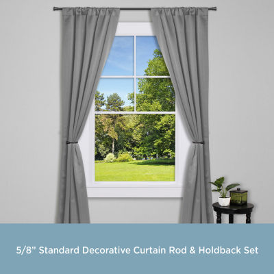 Kenney Trumpet Decorative Curtain Rod & Holdback Set 5/8 IN Adjustable Curtain Rod