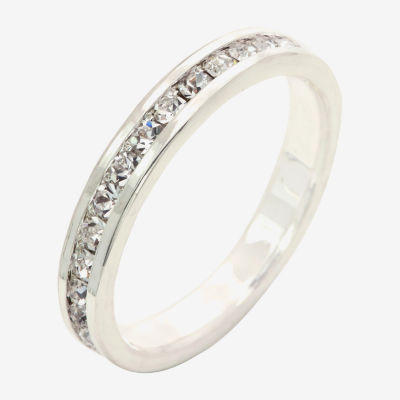 Sparkle Allure Stackable Eternity Womens 3MM Crystal Pure Silver Over Brass Eternity Band