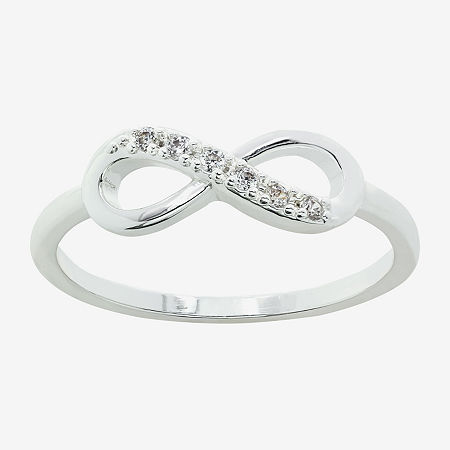 Sparkle Allure Delicate Stackable Womens Cubic Zirconia Pure Silver Over Brass Infinity Delicate Band, 9
