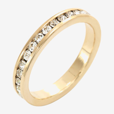 Sparkle Allure Stackable Eternity Crystal 14K Gold Over Brass Band