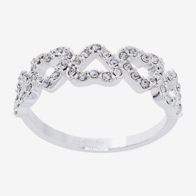 Sparkle Allure Womens Crystal Pure Silver Over Brass Heart Band