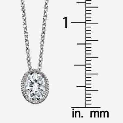 True Light Womens / CT. T.W. Lab Created White Moissanite 14K White Gold Pendant Necklace