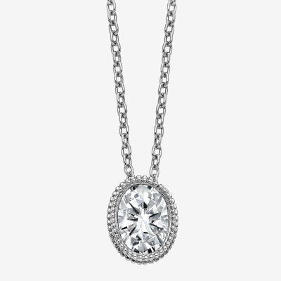 True Light Womens / CT. T.W. Lab Created White Moissanite 14K White Gold Pendant Necklace