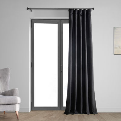 Exclusive Fabrics & Furnishing Thermal Cross Linen Weave Blackout Rod Pocket Back Tab Single Curtain Panel