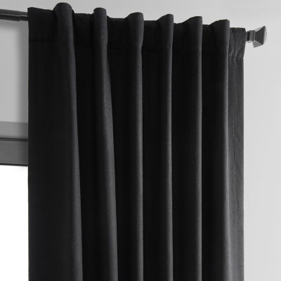 Exclusive Fabrics & Furnishing Thermal Cross Linen Weave Blackout Rod Pocket Back Tab Single Curtain Panel