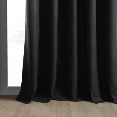 Exclusive Fabrics & Furnishing Thermal Cross Linen Weave Blackout Rod Pocket Back Tab Single Curtain Panel