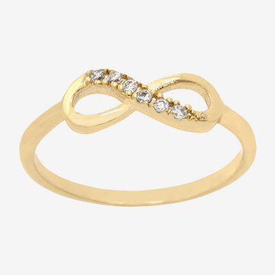 Sparkle Allure Delicate Stackable Cubic Zirconia 14K Gold Over Brass Infinity Band
