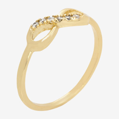 Sparkle Allure Delicate Stackable Cubic Zirconia 14K Gold Over Brass Infinity Band