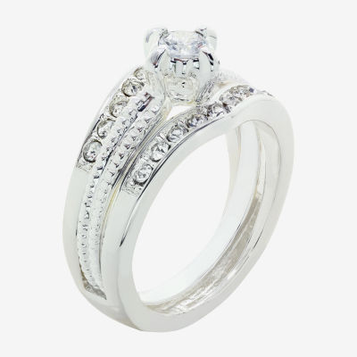 Sparkle Allure Womens Cubic Zirconia Pure Silver Over Brass Solitaire Bridal Set