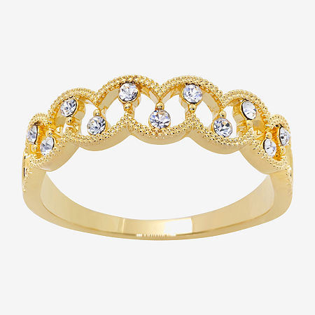 Sparkle Allure Station Womens 2.5MM Crystal 14K Gold Over Brass Band, 8