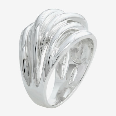 Sparkle Allure Intertwined Pure Silver Over Brass Cocktail Ring