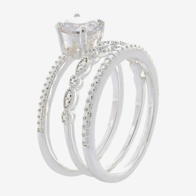 Sparkle Allure Womens Cubic Zirconia Pure Silver Over Brass Round Cocktail Ring