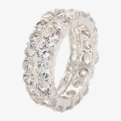 Sparkle Allure Stackable Womens Cubic Zirconia Pure Silver Over Brass Eternity Bridal Set