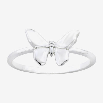 Sparkle Allure Polished Womens Pure Silver Over Brass Butterfly Delicate Band