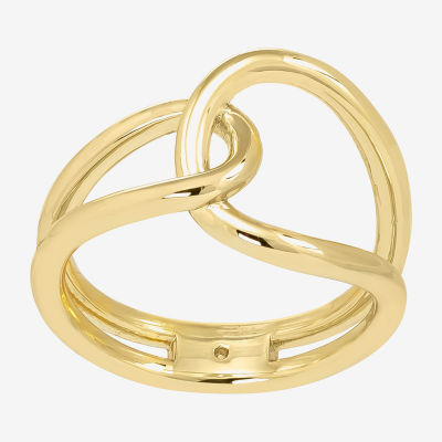 Sparkle Allure Interlocked Loops Bypass  Wrap 14K Gold Over Brass Cocktail Ring