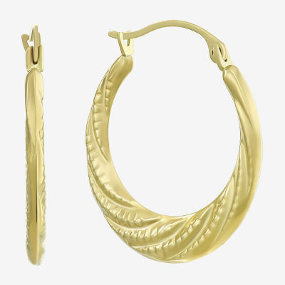 Womens 14K Gold 24mm Round Hoop Earrings