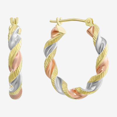 14K Tri-Tone Hoop Earrings