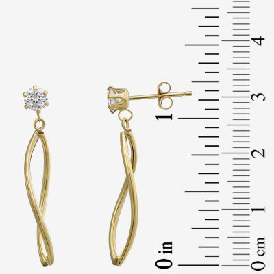 Womens Lab Created Cubic Zirconia 14K Gold Drop Earrings