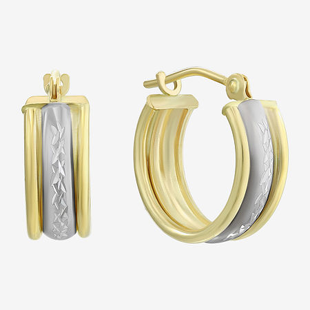 14K Two-Tone Gold 15mm Small Band Hoop Earrings, One Size, Gold