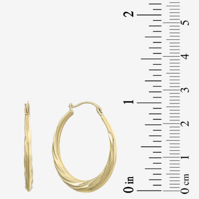 14K Yellow Gold Patterned Hoop Earrings