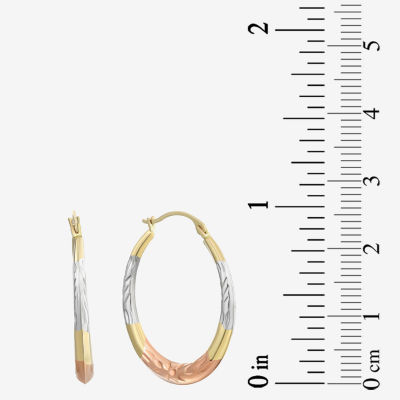 14K Tri-Tone Gold Diamond-Cut Round Hoop Earrings