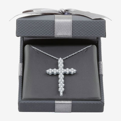 Womens / CT. T.W. Lab Grown White Diamond Sterling Silver Cross Pendant Necklace