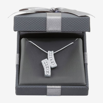Womens 1 CT. T.W. Lab Grown White Diamond Sterling Silver Pendant Necklaces