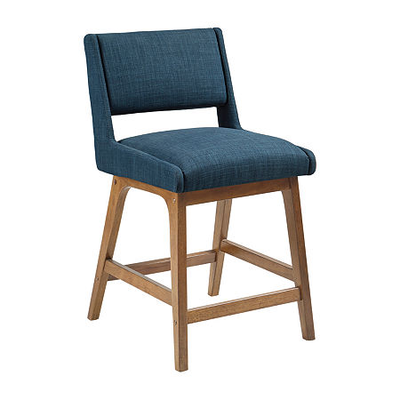 INK+IVY Boomerang Counter Height Upholstered Bar Stool, One Size, Blue