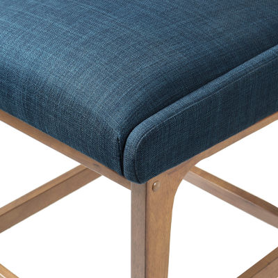 INK+IVY Boomerang Counter Height Upholstered Bar Stool, Color Navy