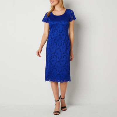 Perceptions Short Sleeve Floral Lace Sheath Dress