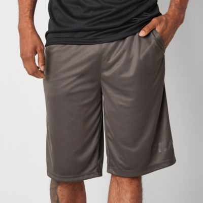 FILA Mens Big and Tall Mid Rise Workout Shorts, Color Ebony Charc Wht