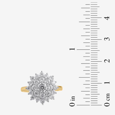 (I1/ G) Womens 2 CT. T.W. Lab Grown White Diamond 10K Gold Cluster Cocktail Ring