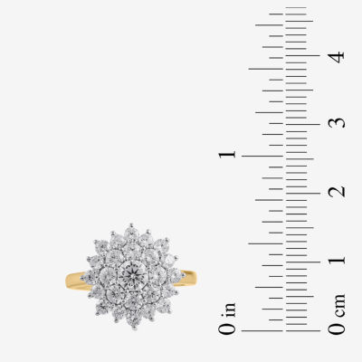 (G / I1) Womens 2 CT. Lab Grown White Diamond 10K White Gold Flower Cluster Cocktail Ring