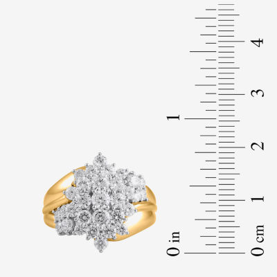 Womens 2 CT. Lab Grown White Diamond 10K White Gold Flower Cluster Cocktail Ring