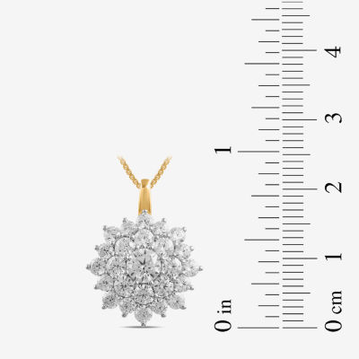 (G / I1) Womens 2 CT. Lab Grown White Diamond 10K White Gold Flower 18 Inch Pendant Necklace
