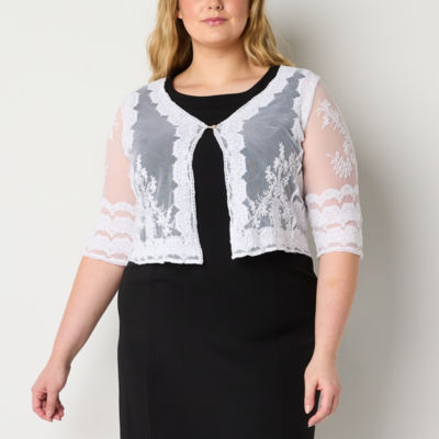 Rabbit Rabbit Rabbit Design Womens V Neck Elbow Sleeve Bordered Shrug