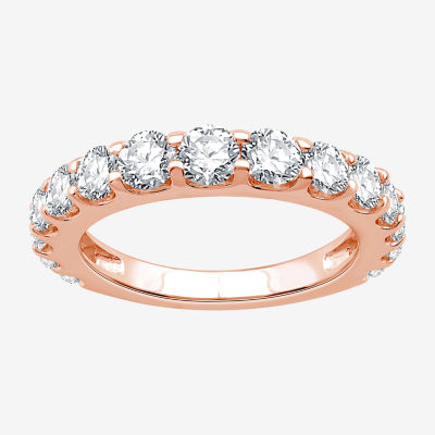 (G / Si1-Si2) Womens 2 CT. T.W. Lab Grown White Diamond 10K Rose Gold Wedding Band