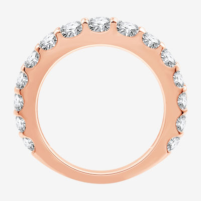 (G / Si1-Si2) Womens 2 CT. T.W. Lab Grown White Diamond 10K Rose Gold Wedding Band