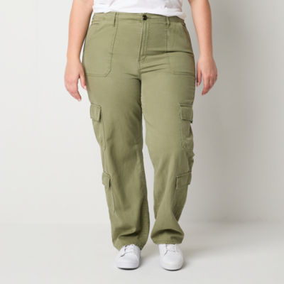 a.n.a Womens High Rise Straight Cargo Pant-Plus