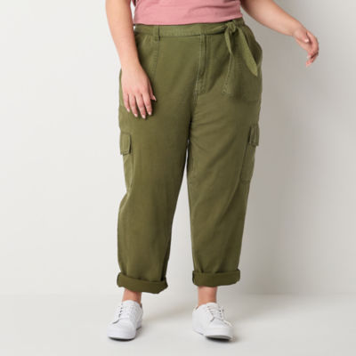 a.n.a Womens Mid Rise Straight Cargo Pant-Plus
