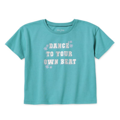 Okie Dokie Girls Active Round Neck Short Sleeve T-Shirt