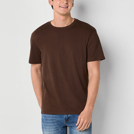 Arizona Mens Crew Neck Short Sleeve T-Shirt, Large, Brown