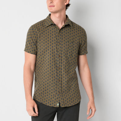 mutual weave Mens Regular Fit Short Sleeve Paisley Button-Down Shirt