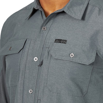 Wrangler All Terrain Gear Mens Long Sleeve Roll Tab Sleeve Regular Fit Button-Down Shirt