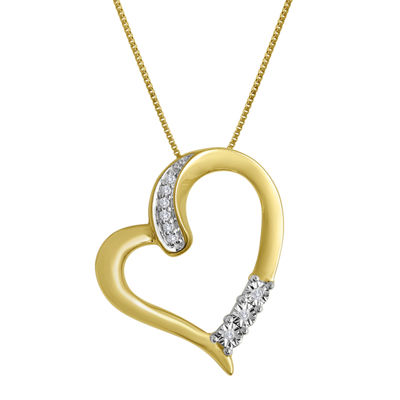 Diamond-Accent 10K Yellow Gold Tilted Openwork Heart Pendant